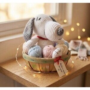 Handmade white Snoopy Dog Crochet Amigurumi  ideal for a gift